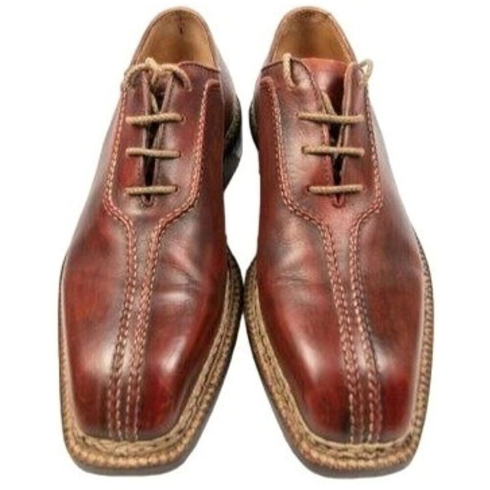 Bettanin & Venturi Italy Mens 7 Brown Norvegese Double Split Oxfords Dress Shoes - Picture 3 of 10